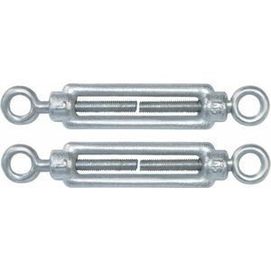 AMIG Spanschroeven/draadspanner met oog/oog - 2x - 12.5cm - verzinkt staal - 300kg - M10 schroefdraad