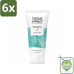 Therme - Sensitive - Anti-transpirant Crème - Hydraterend - 60ml - Voordeelverpakking - 6 stuks - Anti-transpirant - Deodorant