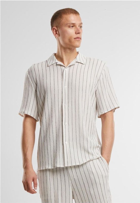 Urban Classics - Overhemd - Offwhite/Black - Gestreept - Heren