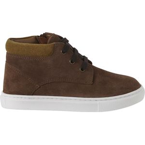 Hoge Sneakers - Marineblauw - Leer - Voor Jongens - Met Veters en Rits