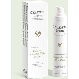 Céleste Épure – Natuurlijke anti-age nachtcrème voor de rijpere en droge huid – Verstevigt & voedt intens – Vegan – Glutenvrij – 50 ml – Collagen Anti-Age Night Cream