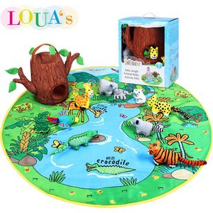 Loua's Jungle baby speelmat met 8 knuffeldieren - baby speelkleed - babygym - baby speelkleed gym - speelkleed met boog