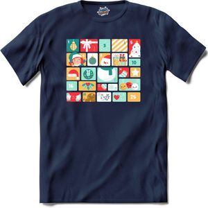 Adventskalender Kerst - Aftelkalender - Kalender - T-Shirt - Heren - Navy Blue - Maat XL
