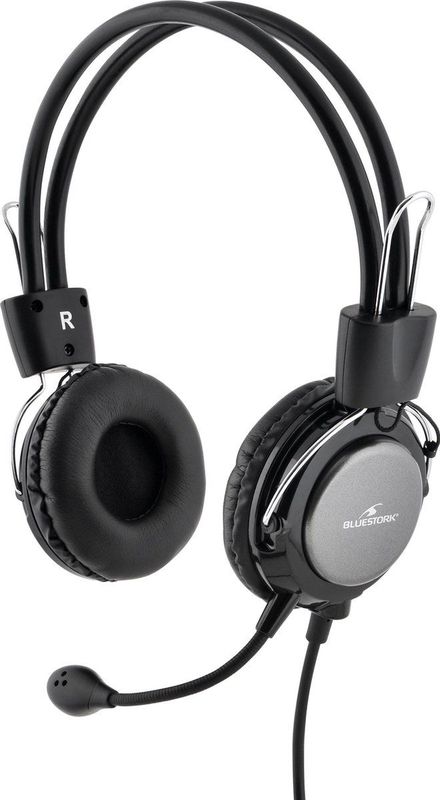 BlueStork - MC201 - Headset - Zwart - Flexibele Microfoon met Ruisonderdrukking