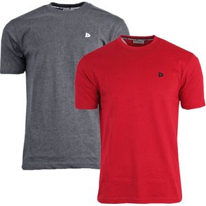 2-Pack Donnay - T-shirt (Vince) - Sportshirt - Heren - Charcoal/Berry-red (298) - maat M
