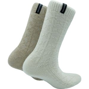 The Sockmaker sokken dames 36-41 - 2-pack Wool Boot - duurzaam - Cream and Brown