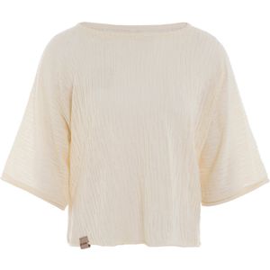 Knit Factory Jose Dames Trui - Damestrui voor Lente en Zomer - Dames top - Halflange mouw - Fijn gebreide trui - Wijde trui - T-shirt - Beige - 36/42 - One Size