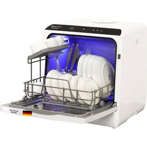 Sommertal SP5 Dual Vaatwasser - Mini Vaatwasser met 6 Wasprogramma's, 360° Reinigingsdeksel, Flexibele Watertoevoer