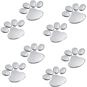 4 paar beer hond Paw dier 3D voetafdruk autostickers voor auto decoratie zilver kleur