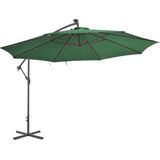 VidaXL Zweefparasol LED-verlichting Metalen Paal 350 cm Groen