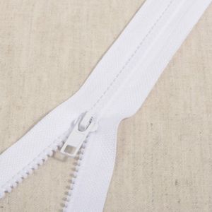 Deelbare rits 40cm wit - rits voor jassen, vesten - polyester stevige rits met bloktandjes