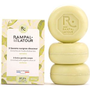 3 stuks Gecertificeerde surgras zepen - Verbena - gemaakt in Frankrijk - amandel olie 3x125mg