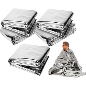 Thermische Nooddeken, slaapzak \ Premium Reddingsdeke | Survival Whistle Ultralight Cold Protection / Noodslaapzakken - emergency foil blanket, emergency sleeping bag - 5 Pieces (210 × 160 cm)