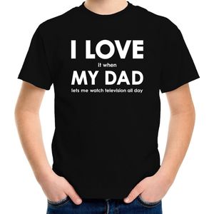 I love it when my dad lets me watch television all day trui - zwart - t-shirt - voor kinderen - Vaderdag - Cadeau tv-kijker 152/164
