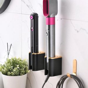 WiseGoods Premium Wandhouder Geschikt Voor Dyson Airwrap - Wandbeugel Fohn - Fohnhouder - Fohn Houder Muurbeugel - Zwart / Goud