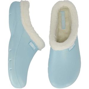 XQ tuinklompen dames - blue uni - met bont - maat 37