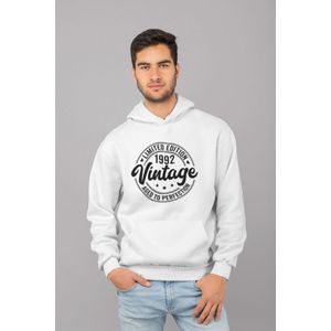 1992 Jaar Wit Hoodie Heren - Maat M - Aged Vintage - Verjaardag Cadeau Mannen - Limited Edition