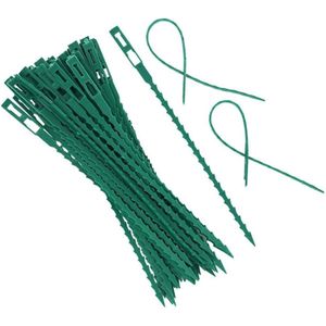 Verstelbare groene kunststof plantenbinders planten draad plantenklemmen - 50 stuks .