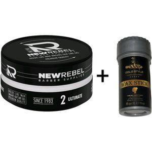 NEW REBEL Ultimate Hair Wax 150 ml + Gold Style Wax stick 75 gram – Sterke Hold, Makkelijk Uitwasbaar – Premium Haarstyling - Gel Wax
