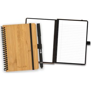 Luxe Bamboe Notitieboek A6 - Herbruikbaar & Uitwisbaar - Blanco en Gelinieerde Pagina's - Duurzaam Spiraalblok met Gratis Pen