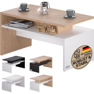 Casaria Salontafel – Opbervak 92x51x48cm Krasbestendig – Wit Eik