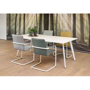 Vergadertafel Victory 4-poots recht 200x100 frame Aluminium (RAL9006) blad Zwart Mat (anti fingerprint)