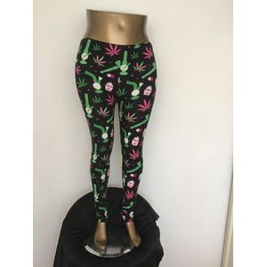 Wiet legging - Marihuana Legging - Cannabis Legging - Katoen Legging- Maat one size