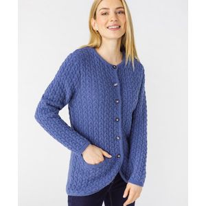 Damart - Kabelgebreide vest van 80% lamswol - Blauw - XXL