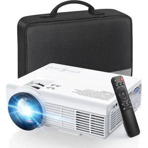 Carlovo Projector - Mini Beamer - Mini Projector - Beamer - Draagbare Projector - Thuisbioscoop - LED - Afstandsbediening - Inclusief Reistasje - Wifi - Bluetooth - Full HD 1080P - Wit