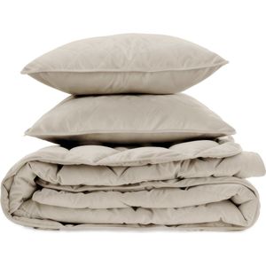 Sleeptime - Dekbed zonder Overtrek - Taupe/Grijs - Superzacht Velvet - Tweepersoons - 200 x 200