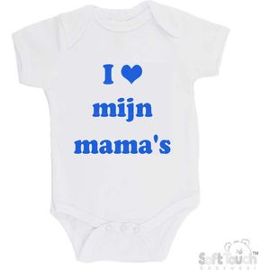 100% Katoenen Romper ""I mijn mama's"" Jongens Katoen Wit/blauw Maat 62/68