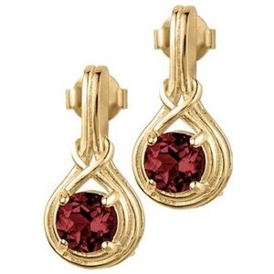 Jacques Lemans - Oorknopjes Sterling zilver verguld met Garnet - SE-O107M