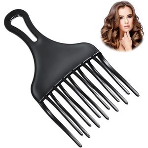 Afro-kam - Voor Krullen - 1 stuk - Zwart - Kunststof