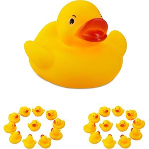 Relaxdays 24x badeendje geel - set - badspeelgoed badeend - speelgoed voor bad - 5 cm