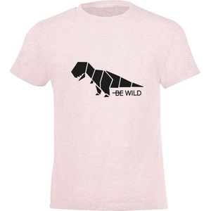 Be Friends T-Shirt - Be wild dino - Kinderen - Roos - Maat 12 jaar