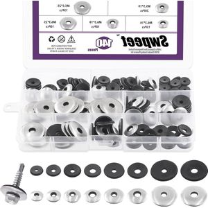 Roestvrij Staal Neopreen EPDM Bonded Afdichtingsringen Assortiment Kit voor Schroeven - 140 Stuks - 8 Maten - Inclusief 8 # 10 # 12 # 14 .