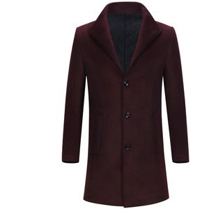 Allthemen Heren Winterjas - Effen Stand Kraag Middellange - 3XL