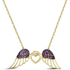 18K engel en vleugels hart hanger 45cm - ketting