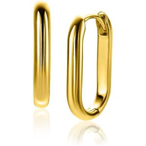Zinzi gold plated zilveren oorringen in ovale vorm met ronde buis 3mm breed 20mm – ZIO2605G