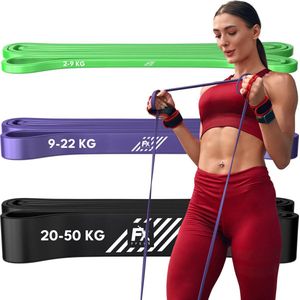FX FFEXS Fitness Weerstandsbanden Set van 3 - Resistance Band Heavy/Medium/Light - Fitness Elastiek - Sport Elastiek Banden - Fitness Band - Pull Up Band - Extra Sterk - Inclusief 2 Jaar Garantie
