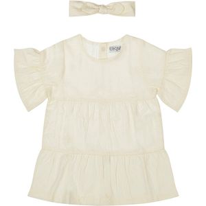Dirkje meisjes jurk+ haarband Off white - 03 Girls little flowers