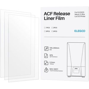 Release Film voor 3D-printer - 3 Stuks - 290 x 195 mm - 0,3 mm Dikte - 92% Lichtdoorlatendheid