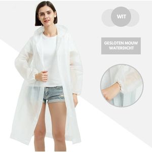 Regenjas - Set van 2 Stuks - Regenponcho met Capuchon - Unisex voor Dames & Heren - Waterdicht - Fietsponcho Lang Model - Regenpak - Volwassenen - Regen Poncho Jas - Zwart