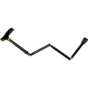 Wandelstok opvouwbaar met gegoten houten handvat - aluminium - lichtgewicht - verstelbaar - balans - zwart - mobiliteitshulp