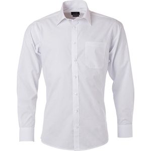 James and Nicholson Heren Longsleeve Poplin Shirt (Wit)