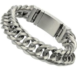 Bukovsky - Geborstelde Stalen Heren Schakelarmband - ""Prestige Limited Edition"" - 18 cm - Zilverkleur - Mat - Rvs - 316L Stainless Steel