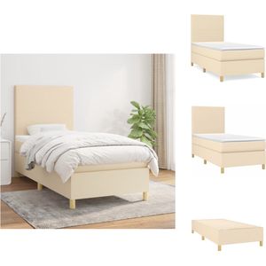 vidaXL boxspringbed - comfortabel en duurzaam - 90x190x118/128 cm - crème - Bed