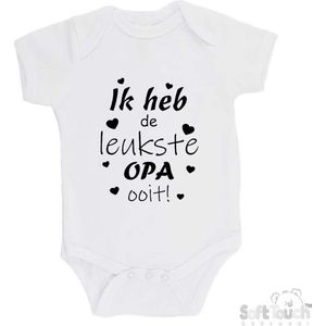 100% katoenen Romper ""Ik heb de leukste OPA ooit!"" Vaderdag Unisex Katoen Wit/zwart 62/68