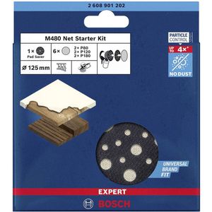 Bosch Accessories EXPERT M480 2608901202 Schuurnetset Geperforeerd Korrelgrootte 80, 80, 120, 120, 180, 180 (Ø) 125 mm 7 stuk(s)