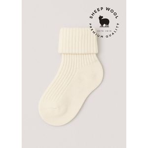 3-pack Wollen Baby Sokken Merinowol - Wit - Maat 0-3 maanden - Newborn - 98% Merino Wol, 2% Elastaan - Warme & Zachte Babysokjes - Ademend & Huidvriendelijk